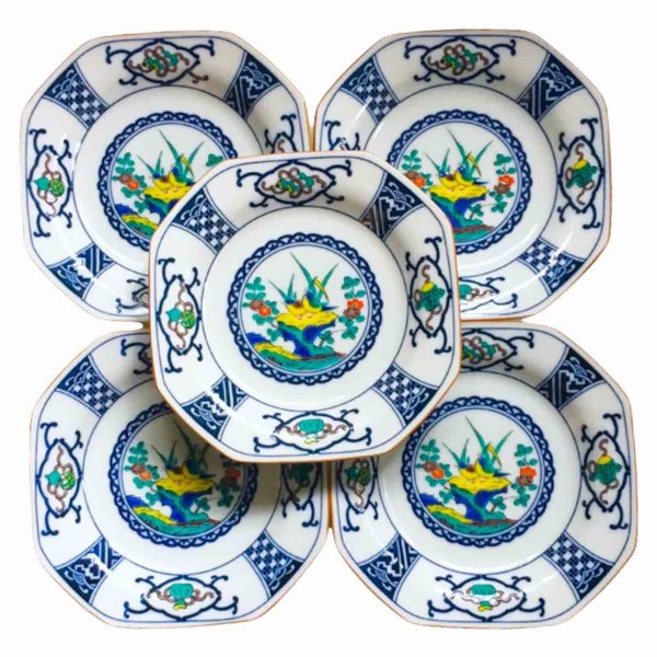 九谷焼 ５号皿 染付宝紋花鳥 5枚セット 皿 おしゃれ 母の日 プレゼント ギフト