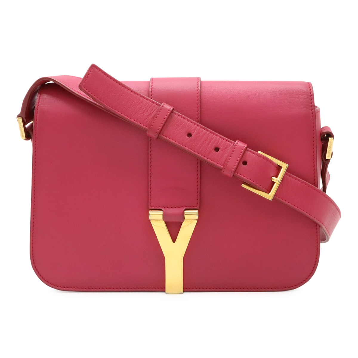 YSL イブサンローラン Yライン ショルダーバッグ 斜め掛け レザー ピンク ゴールド金具 31121
