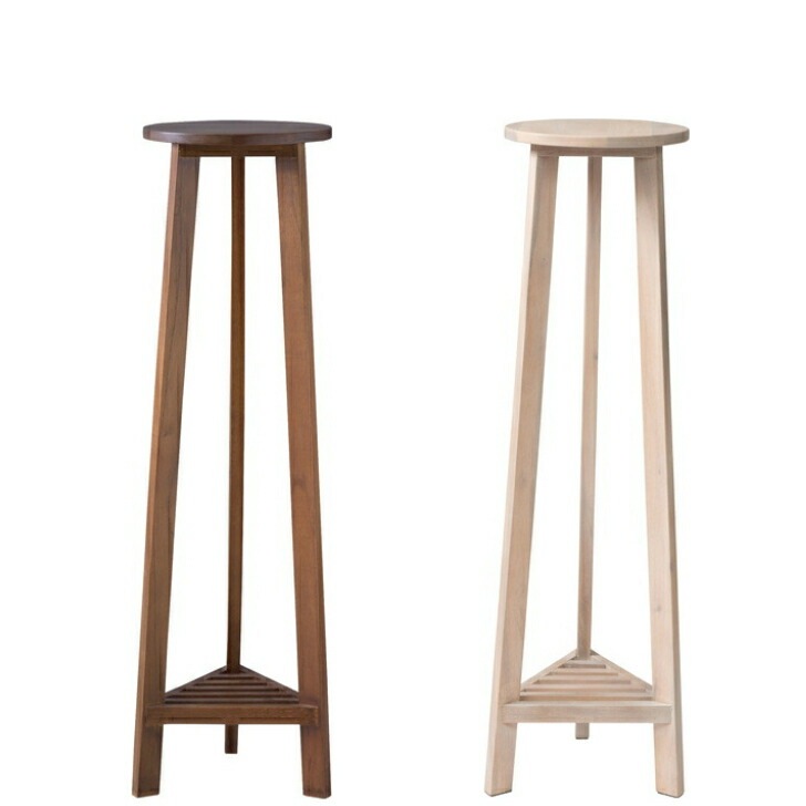 プランターベース おしゃれ 花台 木製 丸型 円形 棚付き ガーデニング 室内 軽量 かわいい ブラウン ホワイト GUY-923