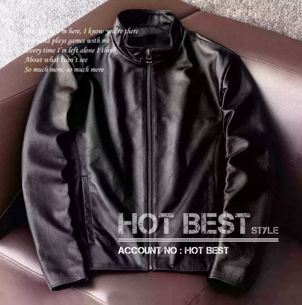 カウハイド 復刻30sミニマムスタイル スタンドカラー シングルライダース メンズ 革ジャン レザージャケット クロム鞣し 牛革