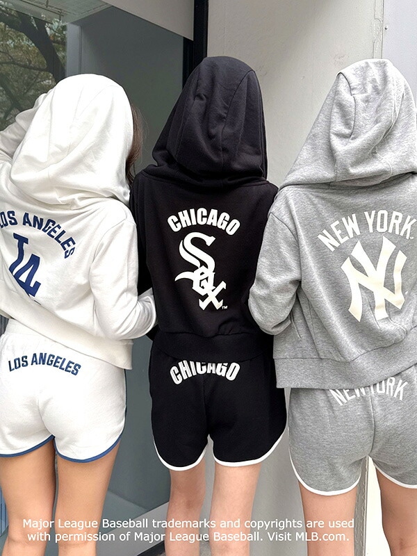 GYDA ジェイダ MLB バックロゴ スウェット パーカー パンツ ショート レディース ブランド LA NY SOX セットアップ 072522905401 072520705601