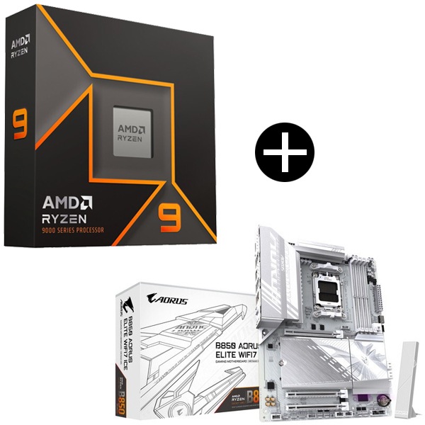 Ryzen 9 9950X W/O Cooler WOF (16C/32T4.3GHz170W) CPU + GIGABYTE B850 A ELITE WF7 ICE ATXマザーボード セット