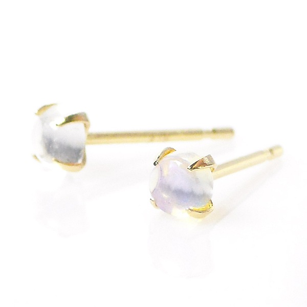 ムーンストーン ピアス k18 カボションカット 18k 天然石 18金ゴールド 6月誕生石 レディース 50代 40代 60代 30代 20代 小さい 小さめ シンプル 母の日 ギフト