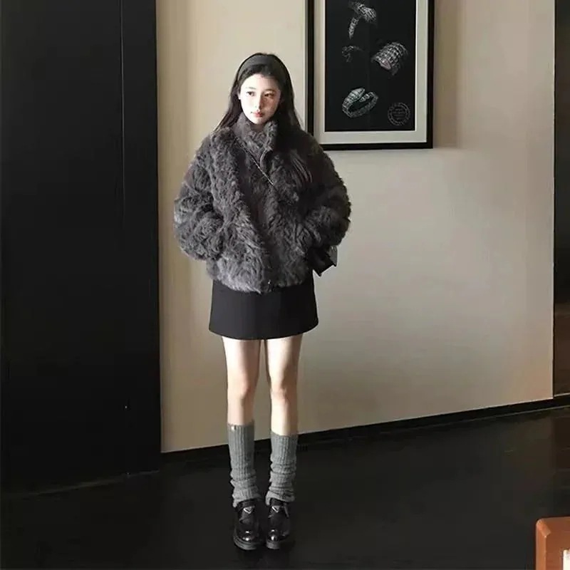 韓国ファッション ミンクの毛皮の新型オールインワンショート丈エコ保温毛皮のコート毛皮のコートを厚くする 人気アウター