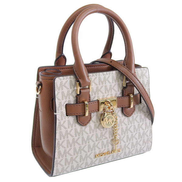 マイケルコース バッグ レディース 2WAY ショルダーバッグ トートバッグ アウトレット バニラ×ブラウン ハミルトン シグネチャー スモール クロスボディ 35H1GHMS0B-150 MICHA
