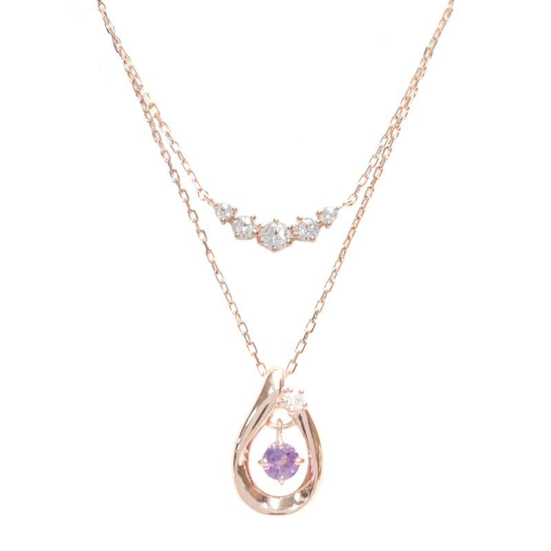 ネックレス 2本セット レディース 2月 誕生石 誕生日 しずくモチーフ シルバー素材 祝い