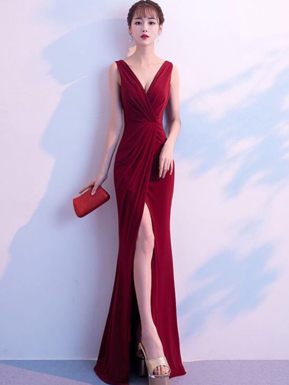 イブニングドレス ソロパフォーマンス 宴会 セクシー スリムフィット テール 高貴 ロングドレス