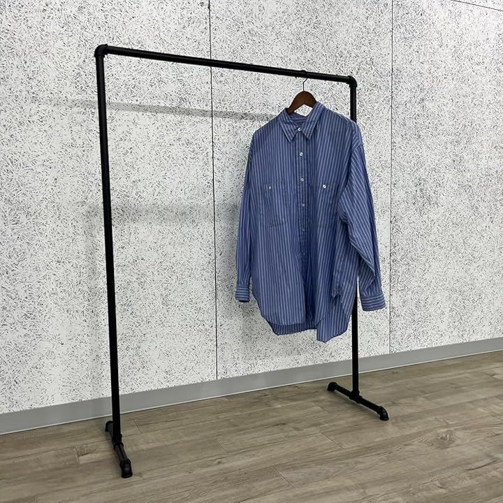 ハンガーラック ガス管 アイアン 黒 パイプ インダストリアル 収納 什器 (ブラック, 幅100cmx高130cm)