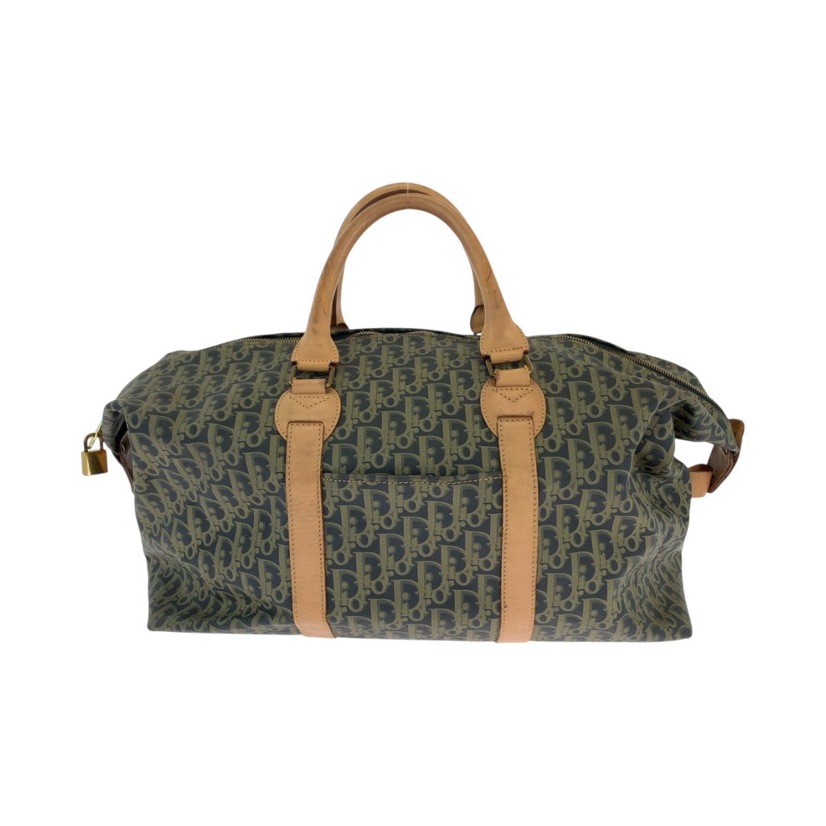 ヴィンテージ トロッター柄 ウィークエンド 男女兼用 ネイビー ベージュ ゴールド金具 PVC ボストンバッグ ハンドバッグ メンズ 408872