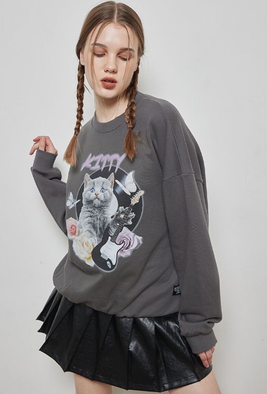 【LUV IS TRUE】[TWICEナヨンREDVELVET ウェンディ着用] OT KITTY MTM : CHARCOAL