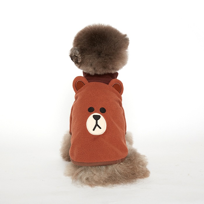 LINEコラボブラウン フリース ジップアップジャンパー/ペット服/ペット用品