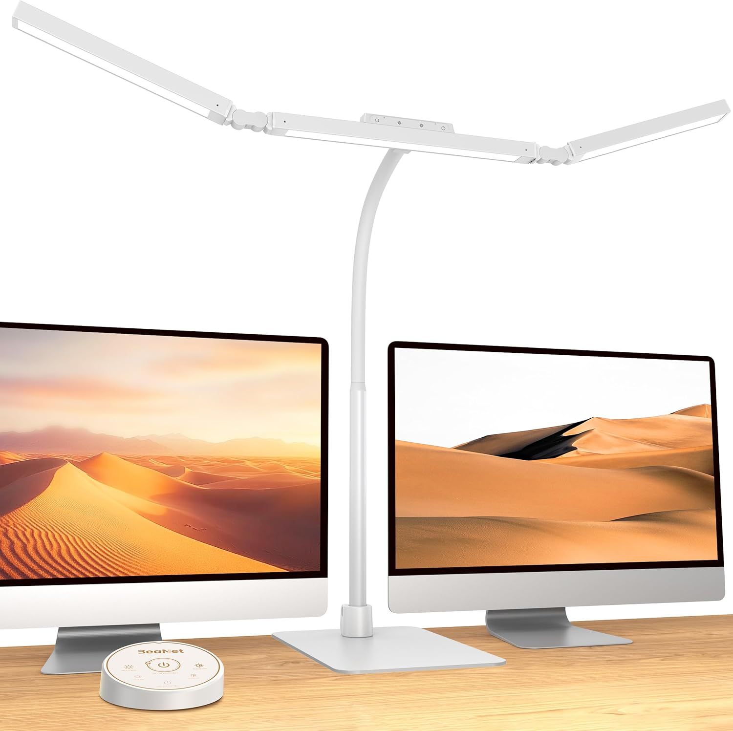 デスクライト LED 「幅980mm大型ベース3光源Max+版無線リモコン24W独立制御2000Lx」 4段階調光調色 環境補助光 電気スタンド 「PSE認証済」幅広 スタンドライト 多角