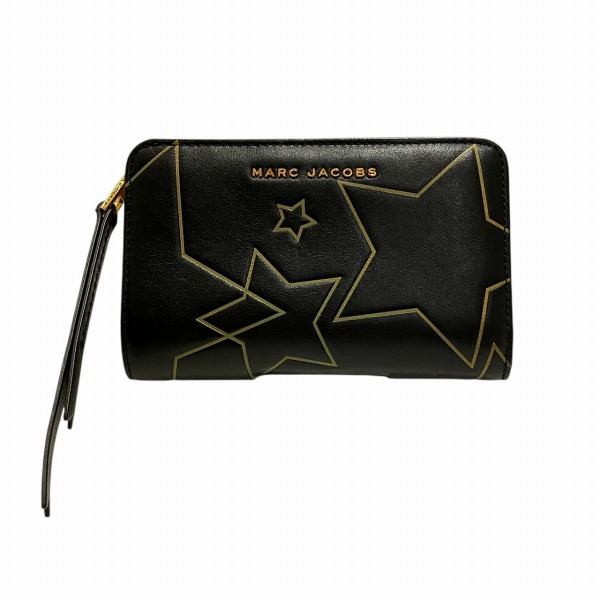 マーク ジェイコブス ブラック レザー 2つ折り財布 ユニセックス【中古】 8,343円