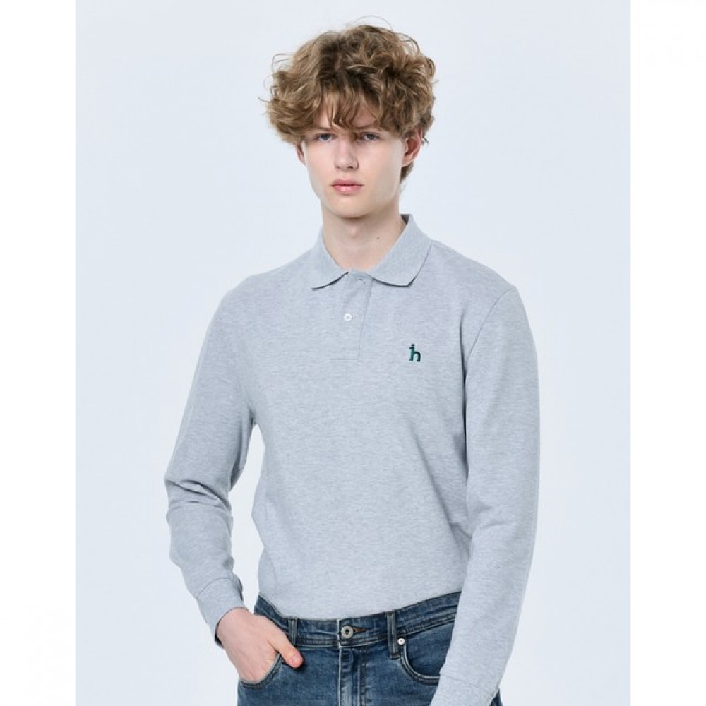 [ヘッジス] 25SS グレーロングスリーブカラー T シャツ HZTS5A201G2