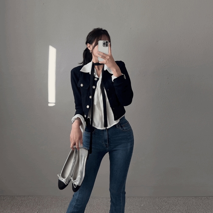 [ハイクオリティオリジナルフィット] ワッフル ポケット カーディガン (ワッフルカーディガンウエストカットキュービックカーディガンクロップカーディガン会社員ルック)