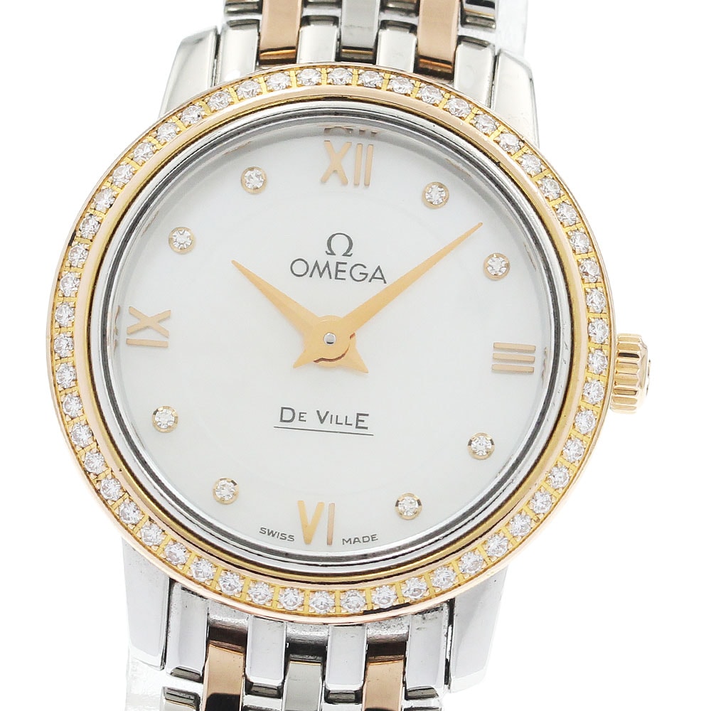 オメガ OMEGA 424.25.24.60.55.001 デビル プレステージ ベゼルダイヤ クォーツ レディース _940158【中古】