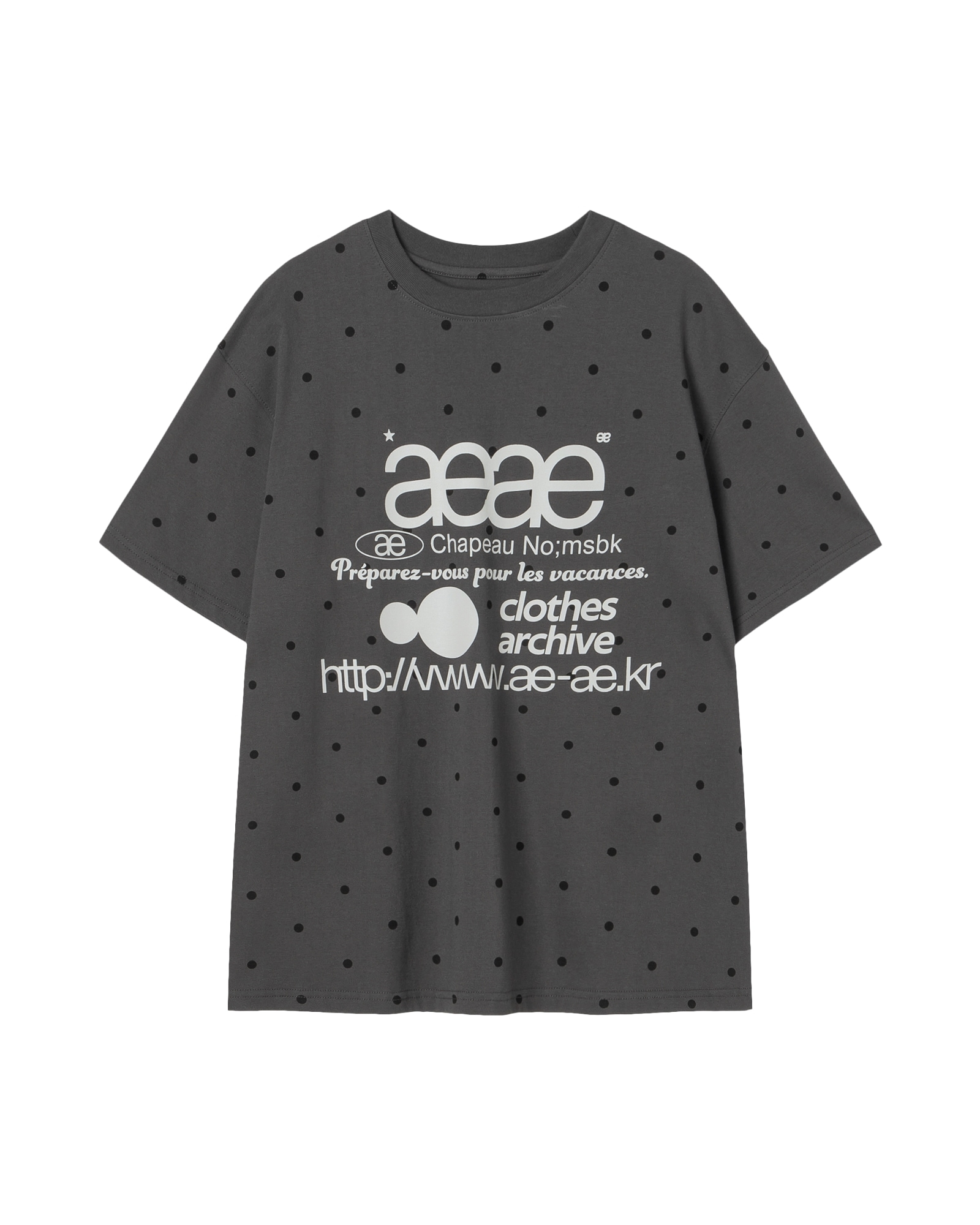 【aeae】 WEB LOGO DOT T-SHIRTS : CHARCOAL