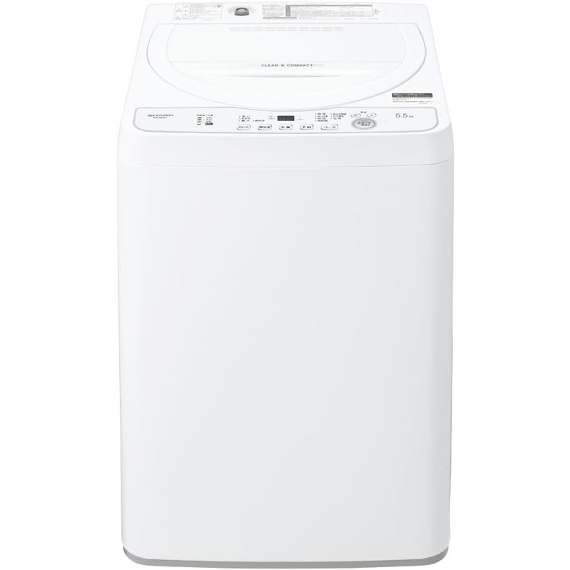 シャープ SHARP 全自動洗濯機 ホワイト系 タテ型 5.5kg 幅52.0cm ステンレス ES-GE5H-W