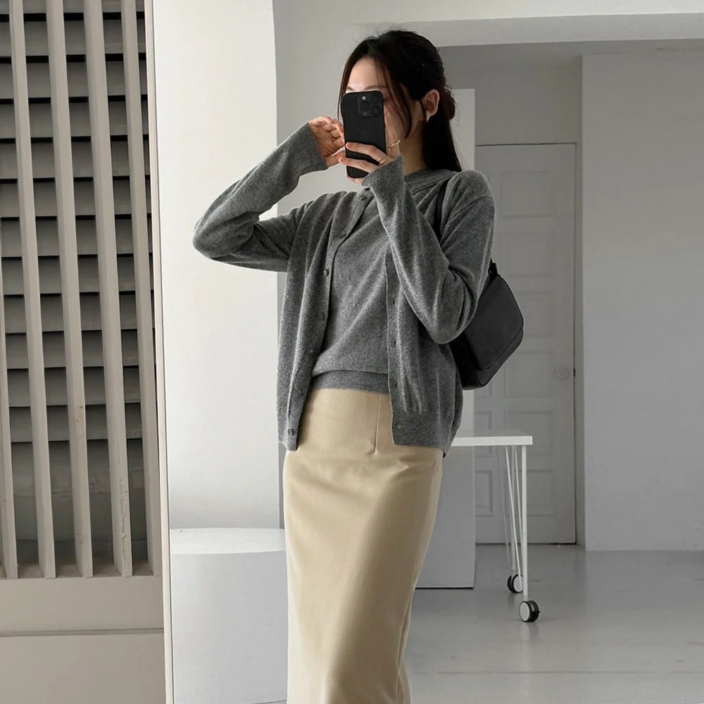 トレットパインウールカシミアセットアップニットカーディガン