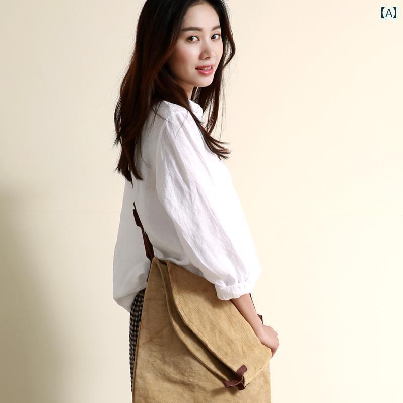 レディース　　シャツ　トップス Gujiaは レディース 文学的な 綿 リネンの シャツ トップス 長袖の リネンシャツを 生産 しました