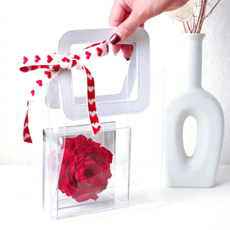 永遠の花 牡丹の花 一輪挿し アクリルミラー フラワーボックス 完成品 バレンタイン ギフト クロス