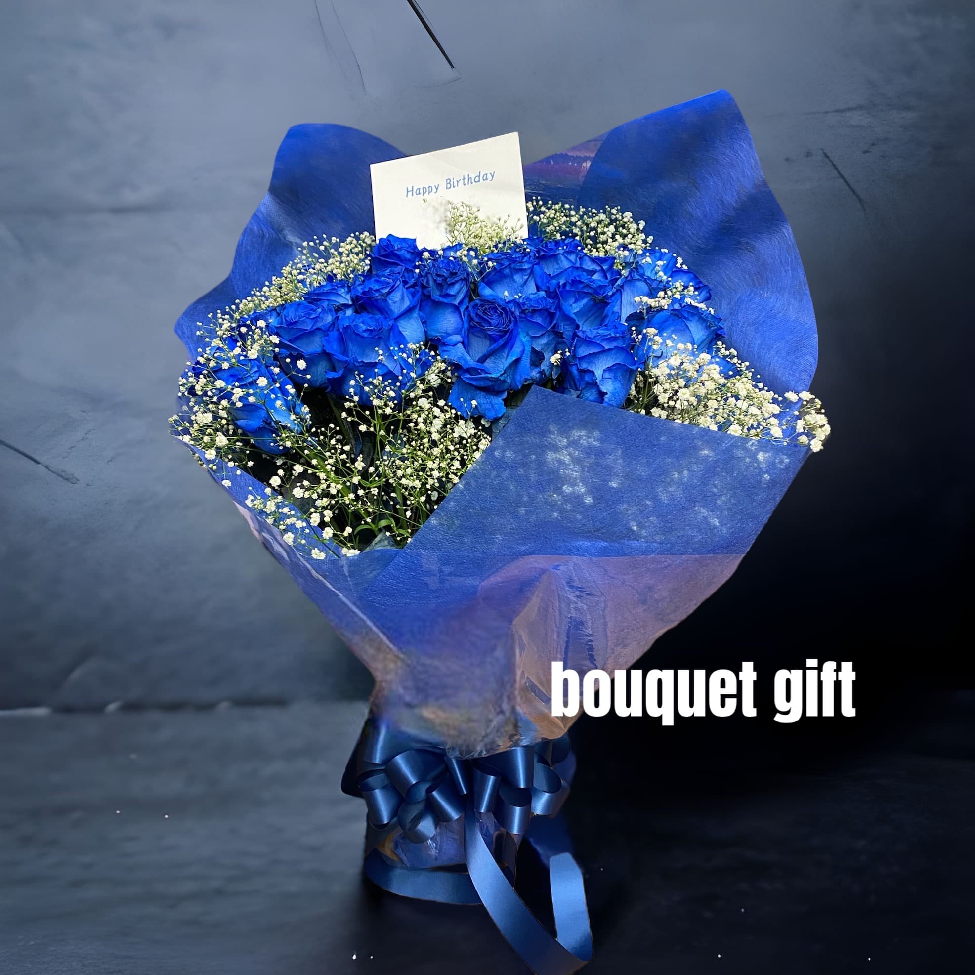 お誕生日青バラ花束B-11