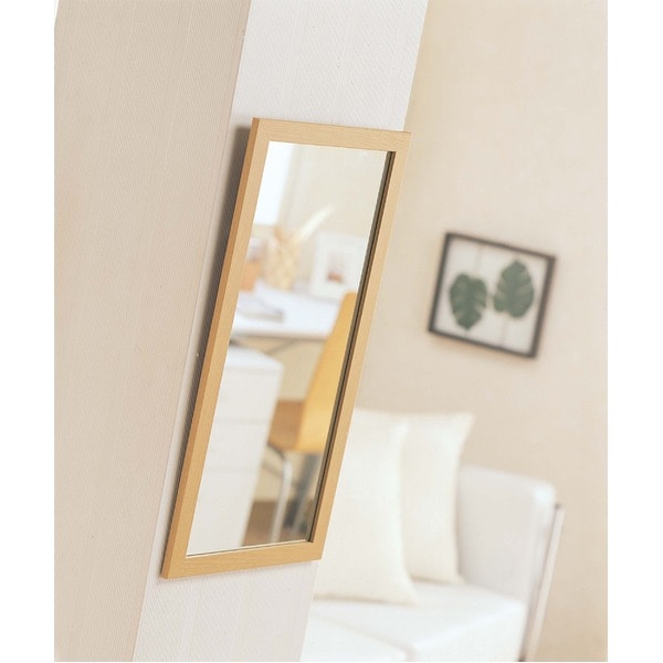 割れない 鏡 壁掛け ミラー ( Lサイズ 645mm×275mm ナチュラル ) ガラス不使用 日本製 防災 地震対策 ウォールミラー