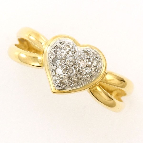 PT900 プラチナ K18YG リング 指輪 11号 ダイヤ 0.10 ジュエリー 中古