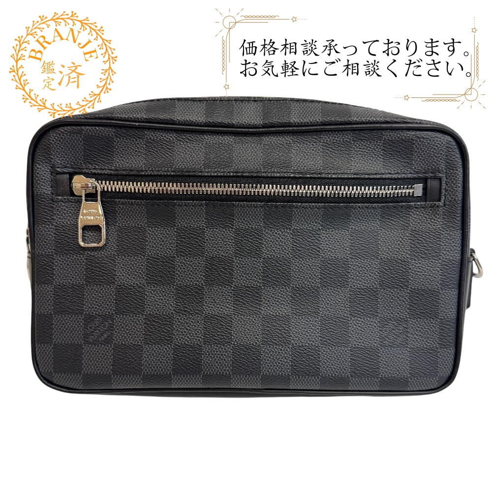 N41664 ポシェットカサイ ダミエグラフィット レザー ポシェット ブラック