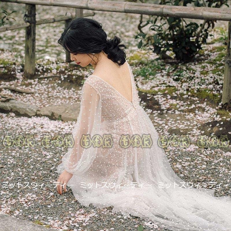 ウェディングドレス ロングドレス 花嫁 ウエディングドレス イブニングドレス Vネック 披露宴 二次