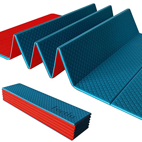 ヨガマット トレーニングマット 厚さ 6mm (1/4インチ) 軽量 POEリング素材 フィットネスマット エクササイズマット 高密度 肌に優しい 両面の滑り止 折りたたみ 耐久性 フィットネス トレ