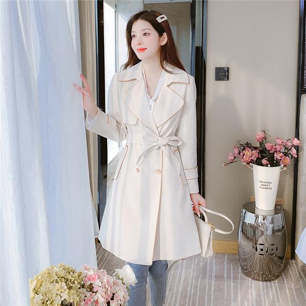 ステンカラーコートレディースロングコートスプリングコートスタイリッシュ柔らかいゆったり秋物カジュアル上品通勤無地高級感