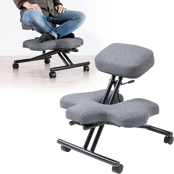 瞑想椅子 あぐら 正座 立て膝 むくみ防止 高さ調整 背筋 テレワーク エルゴノミクス キャスター付き EEX-CHB03