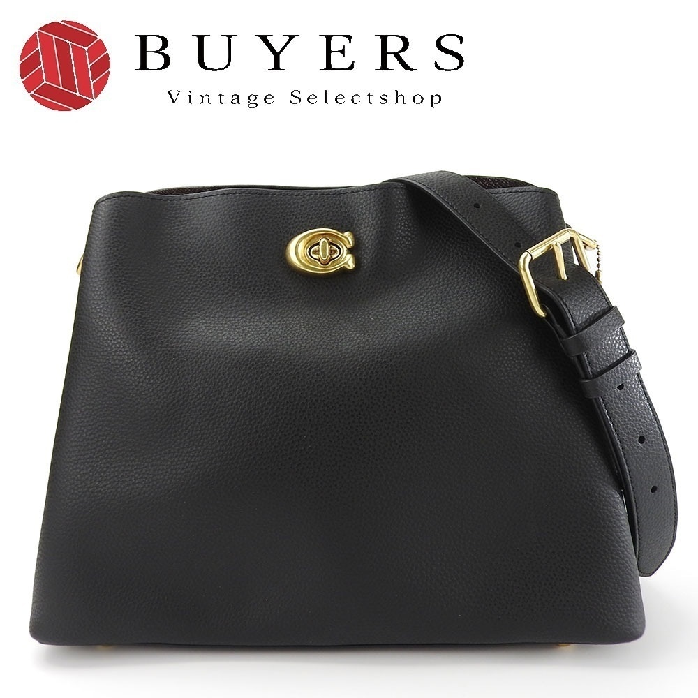 中古 ショルダーバッグ C2621 レザー ブラック ゴールド金具 レディース 女性