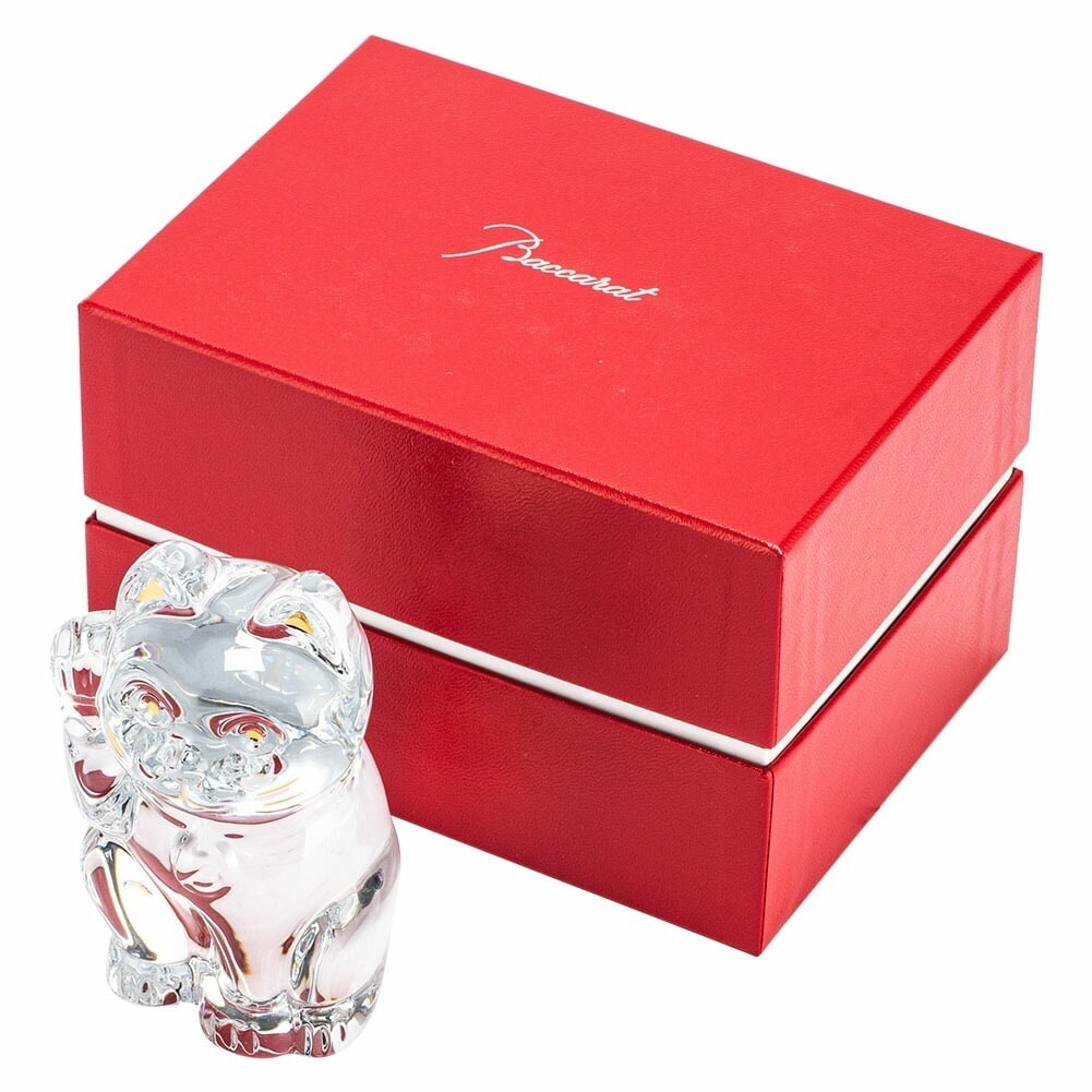 まねき猫 置物 クリスタル ガラス クリア 2607786 CHAT LUCKY CAT 遅れてごめ