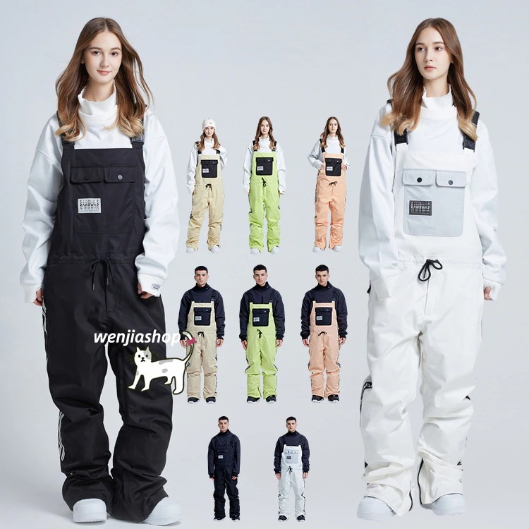 スノーボードウェア つなぎ メンズ レディース ビブパンツ スノボウェア ワンピース オールインワン スノーウェア スキーウェア スノボーウェア スキー 韓国風 防風防水防雪防寒 耐摩擦 男女兼用 A