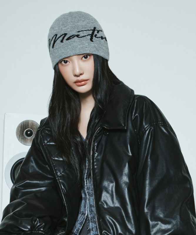 MATIN LOGO SCRIPT BEANIE IN GREY