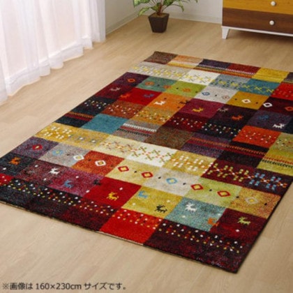 トルコ製 ウィルトン織カーペット 『フォリア』 レッド 約133×190cm 2340459