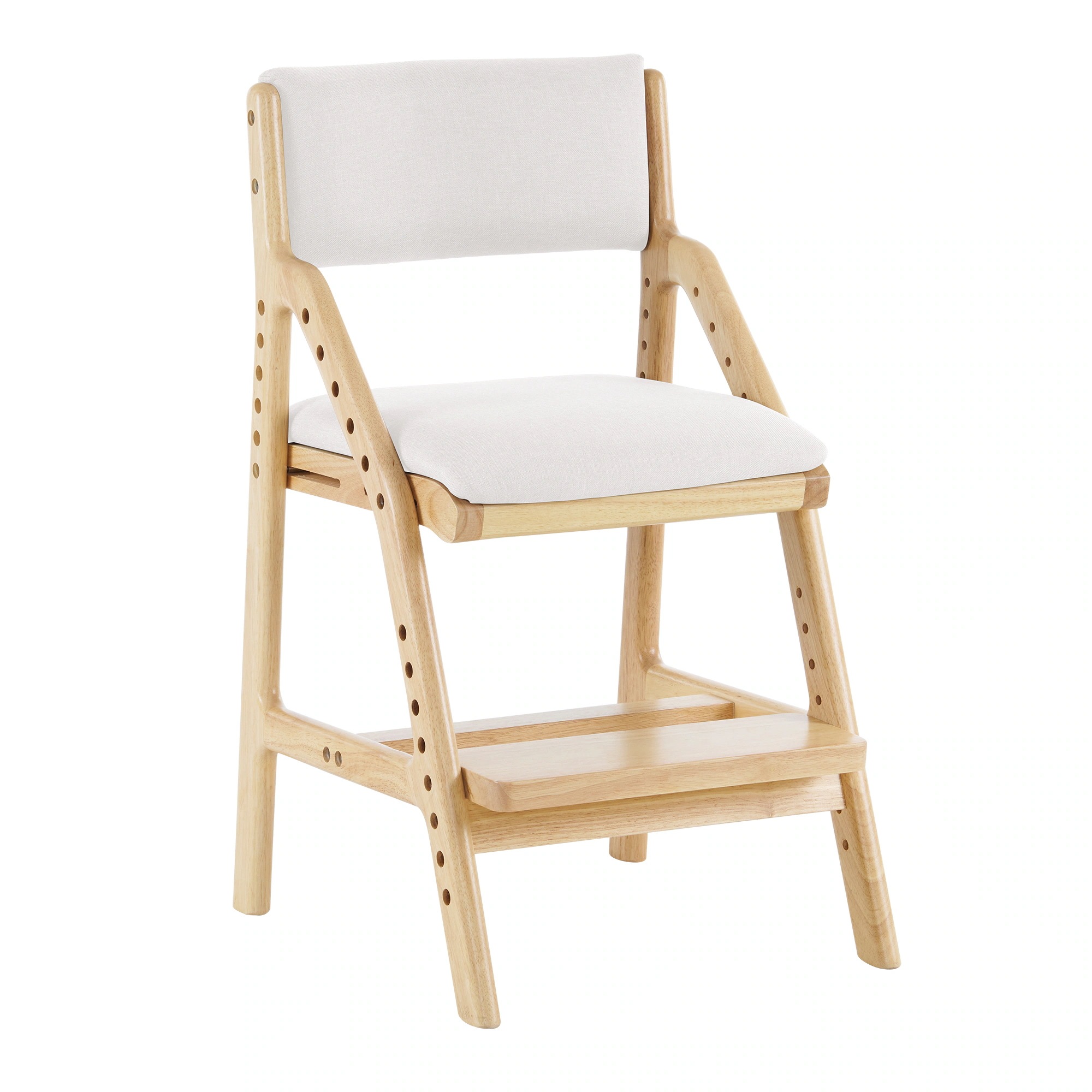 399ベージュ 学習チェア 学習椅子 木製 姿勢 子供 キッズチェア ハイチェア ダイニングチェア 椅子 高さ調整 シンプル コンパクト 組立て 板座 足置き