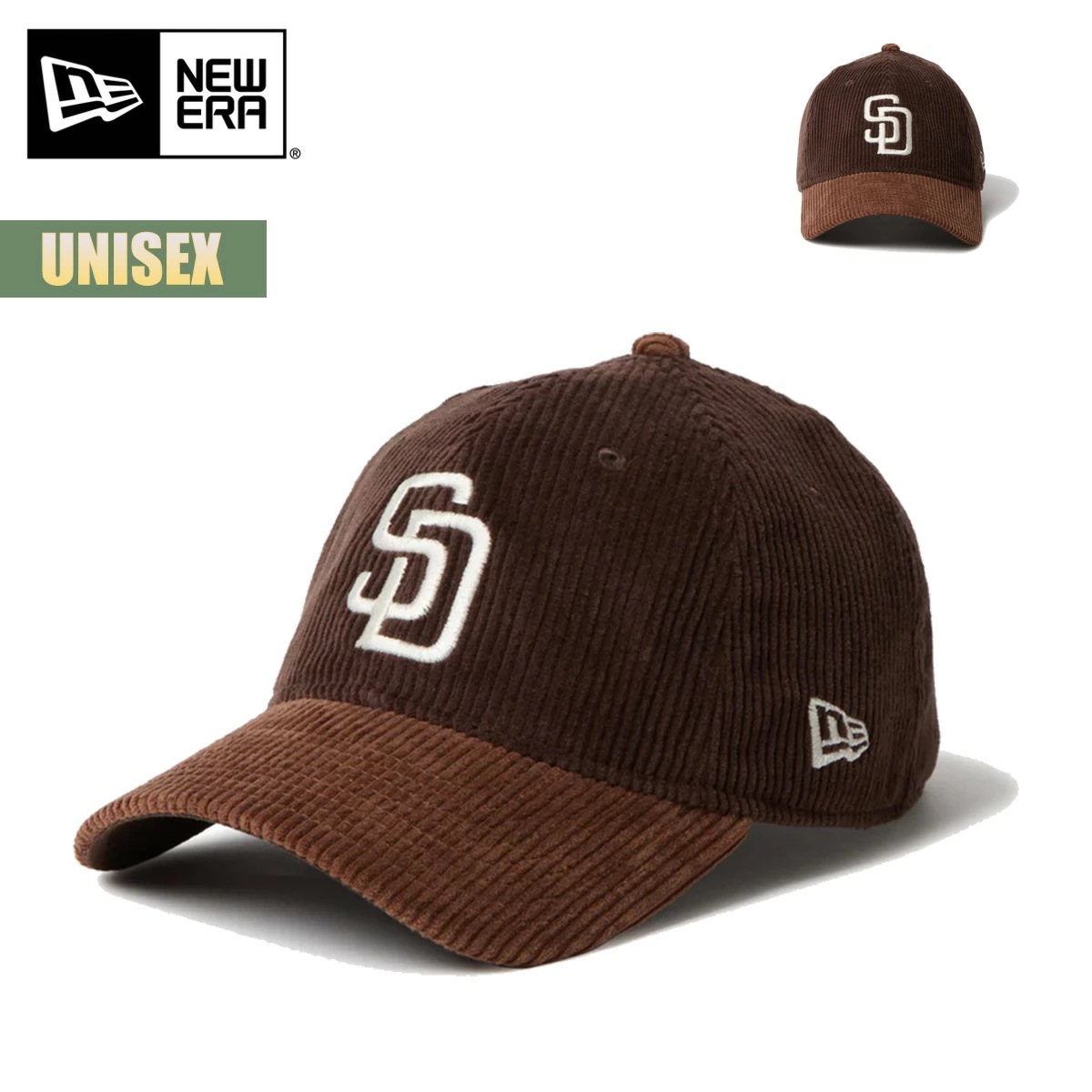 キャップ 帽子 9TWENTY Corduroy コーデュロイ サンディエゴ・パドレス ダークブラウン ブラウンバイザー ユニセックス San Diego Padres ロゴ サイズ調整