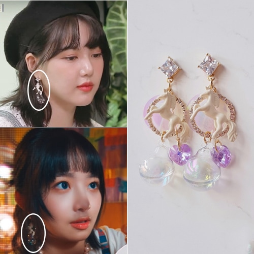 [アイブレイ着用イヤリング] [韓国の人気芸能人着用]Bubble Unicorn Wonderland Earrings (Violet) 韓国ファッションジュエリー 人気ジュエリー