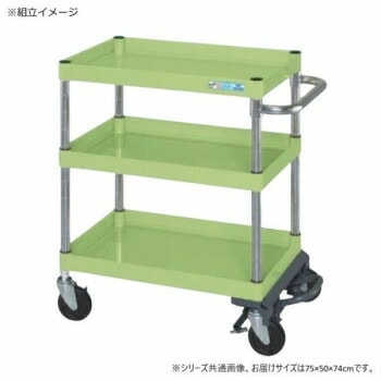 サカエ CSパールワゴン中量タイプ フットブレーキ付 グリーン CSP-7573BRSE