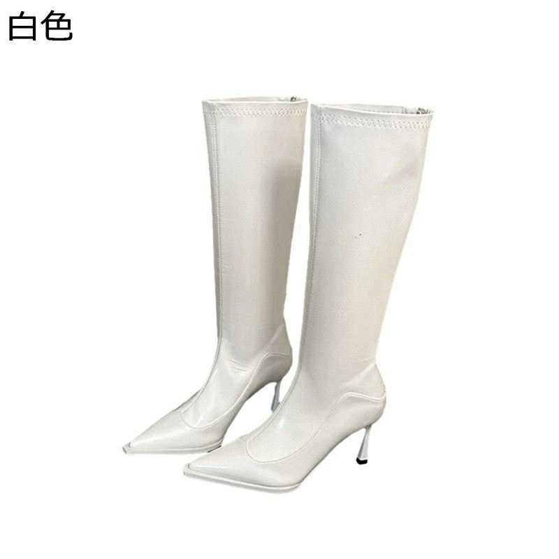 騎士ブーツ ロングブーツ ハイヒール6cm ポインテッドトゥ バックジッパー 秋靴 冬靴 レディース セクシー 女子力 美脚 細見え 履きやすい PUレザー オシャレ 脱げない 撥水 長ブーツ