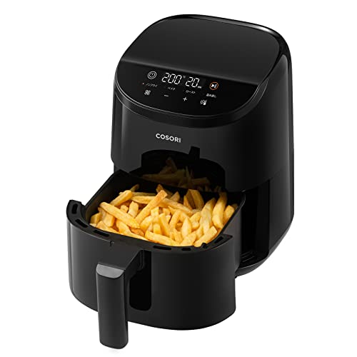COSORI ノンフライヤー 2L 一人用 エアフライヤー オイル97%カット 省エネ ミニ 卓上 電気 フライヤー 揚げ物 専用レシピ付き PSE認証済み ブラック [メーカー保証2年] CAF