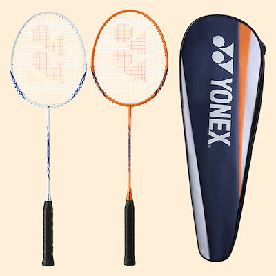 ヨネックス B4000 バドミントンラケット 2本セット ホワイト コーラルオレンジ (贈呈品なくなり次第贈呈終了)