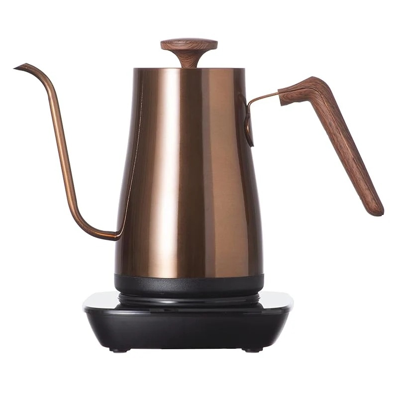 【即納】[山善] 電気ケトル 電気ポット 0.8L (温度設定機能 / 保温機能 / 空焚き防止機能) ドリップ コーヒー 細口 カッパー YKG-C800(CP)