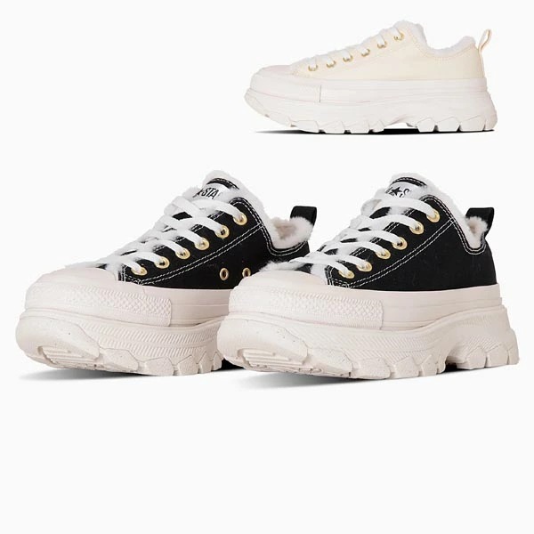 オールスター (R) トレックウェーブ ローカット 厚底 r trekwave boa ox クリーム ブラック キャンバス スニーカー