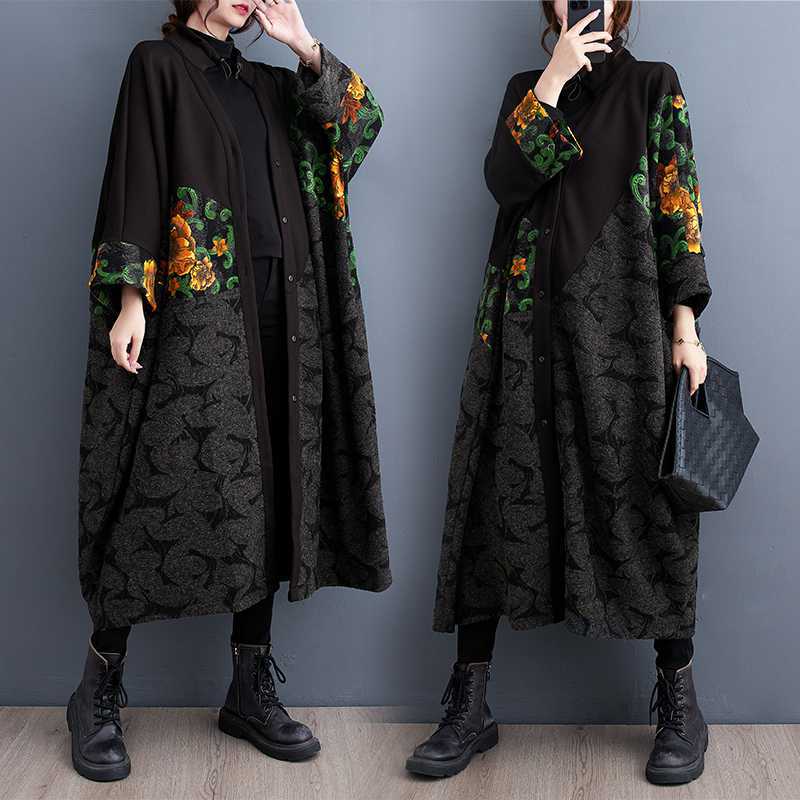 Tシャツ 韓国 2025新作 ロング丈 ジャケット ロング 刺繍 トレンチコート ニットカーディガン 花柄 ドッキング レディース アウター
