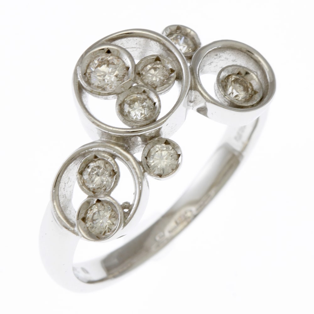 リング 指輪 12号 18金 K18ホワイトゴールド ダイヤモンド 中古 美品