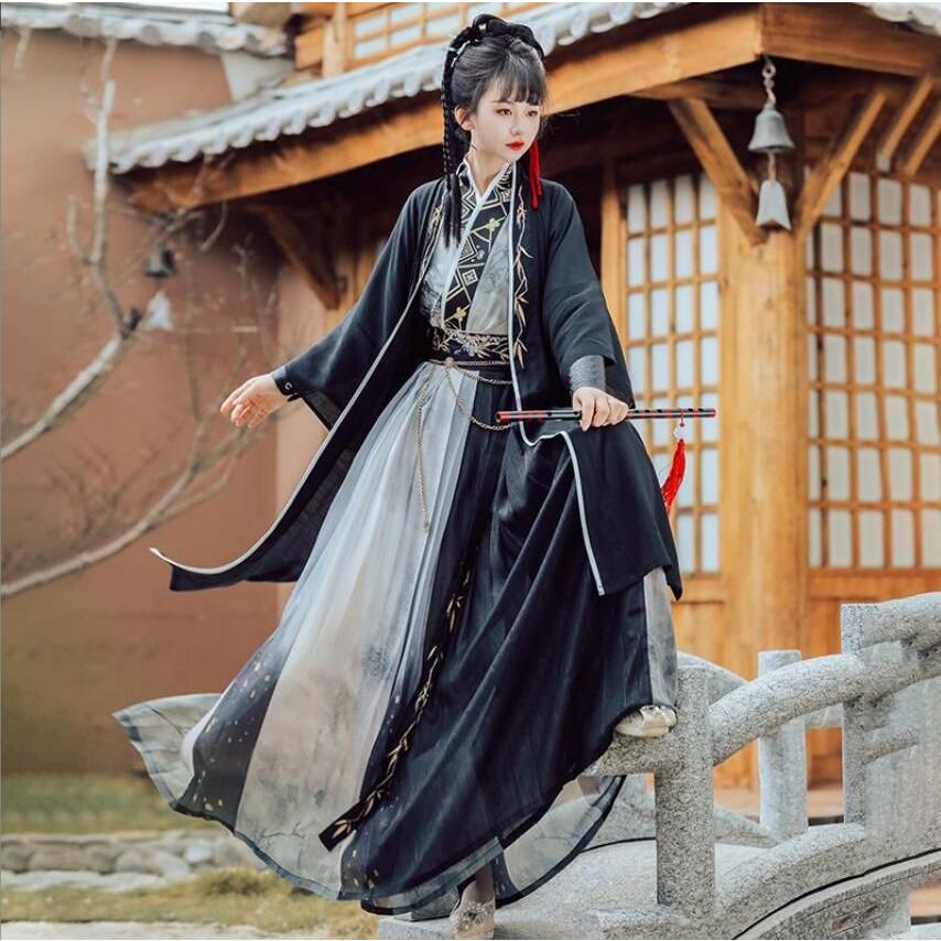 漢服 宋時代コスプレ衣装 竹柄プリント刺しゅう レディース メンズ 男女兼用 ペアお揃い コスチューム 時代劇 華流舞台衣裳 ステージ衣裳 ハロウィン衣装 チャ30%までに制限